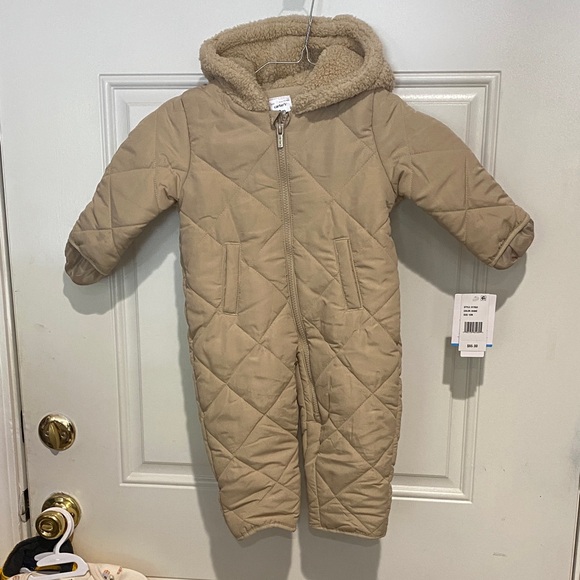 Carter's Tan Quilted Hooded Jacket - Picture 1 of 4